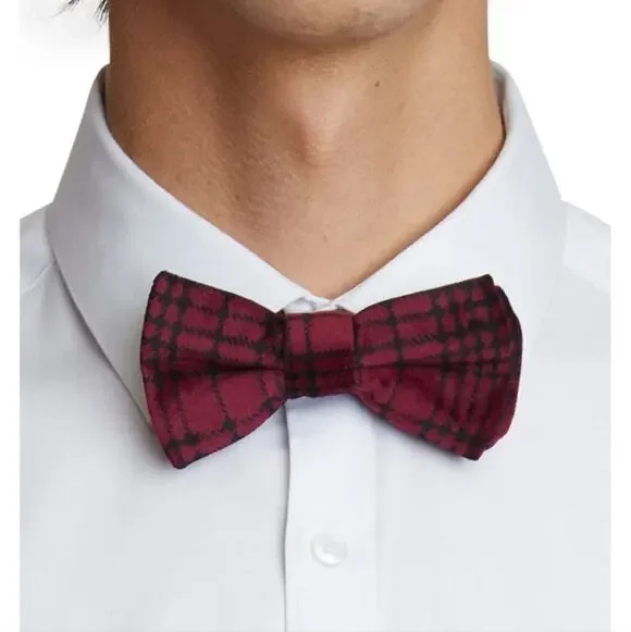 Berry Velvet Bradley Adjustable Bow Tie Holiday Houndstooth by Paisley & Gray