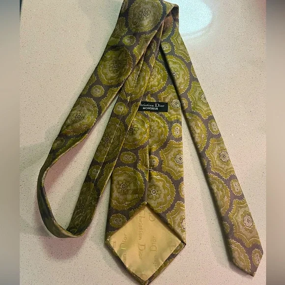 Authentic DIOR Green Patterned‎ Tie