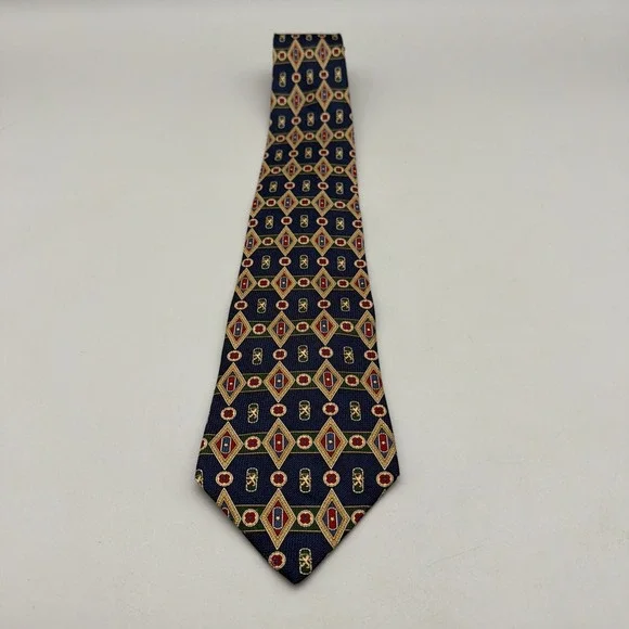 Tommy Hilfiger Geometric/Lion's Crest Printed Men's 100% Silk Neck Tie 60