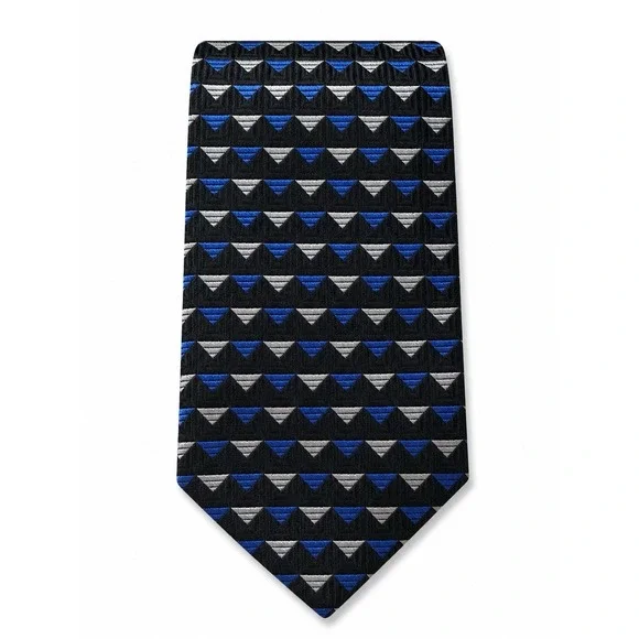 Arrow 100% Silk Men's Tie Iridescent gold & silver diamonds on Blue  58x3 3/4