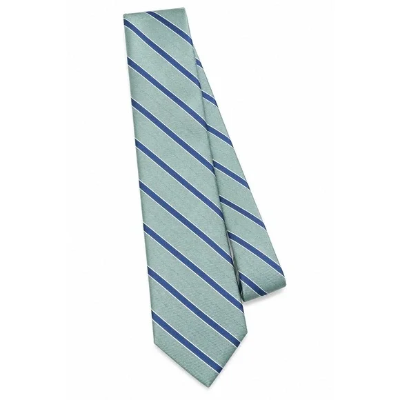 NORDSTROM Silk Mint Green & Blue Striped Design Adjustable Neck Tie 3.5