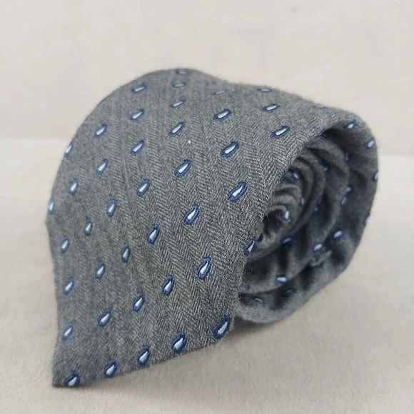 Ike‎ Behar 3.5x60 Mens Tie Silk Cashmere Geometric Heavyweight Herringbone