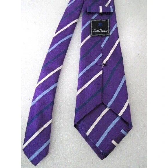 David‎ Donahue Purple Skinny Stripe Silk Tie