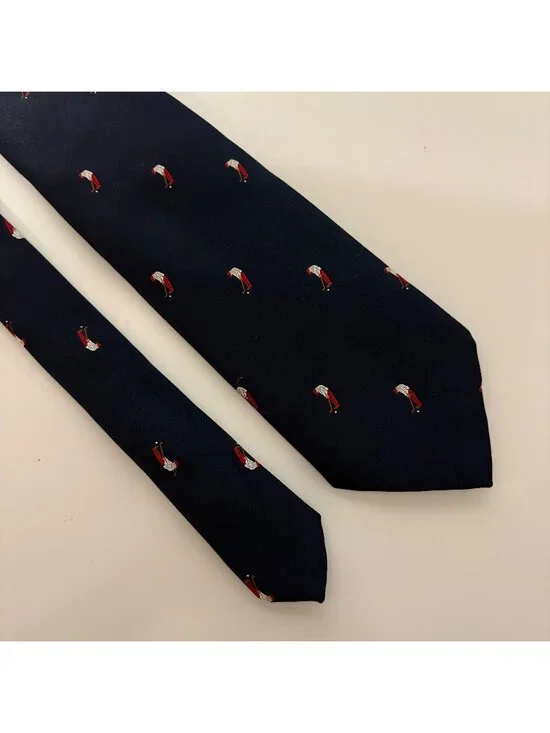 Ralph Marlin Vintage Tie Navy Golfer Putting Polyester Mens Necktie USA Office