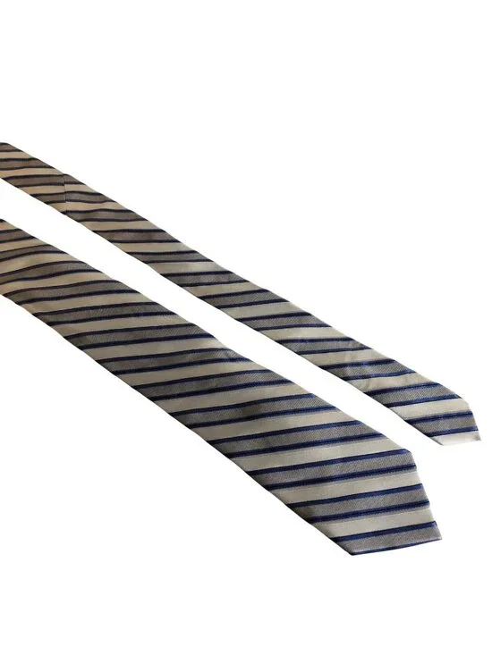 Calvin Klein Silk Tie Blue Gray Striped Mens Necktie Accessory Office Work Gift