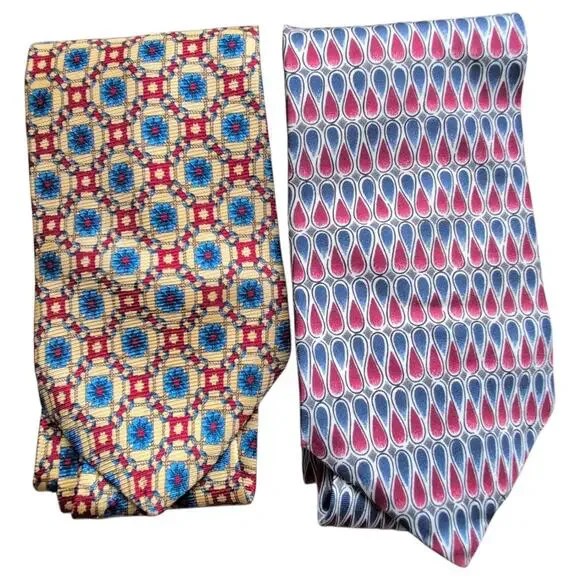 Henri Christiaan Tie Lot of 2 Silk Geometric‎ Pattern Paris British Designer