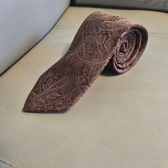 Countess Mara Mens Brown Paisley Silk Blend Necktie Classic Formal Business‎ Tie