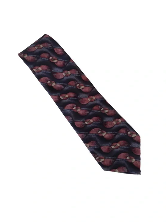 Barrington Made in Usa Silk Vintage‎ Burgundy Black Tan Art Deco Necktie