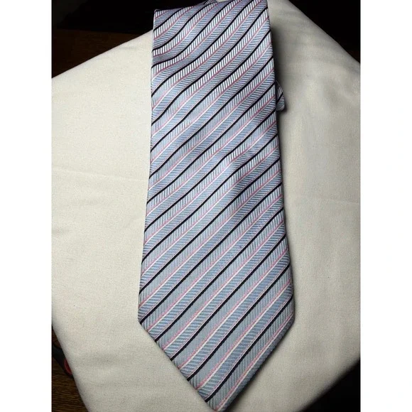 Paul‎ Smith London Silk Diagonal Stripe Necktie Blue Pink Black Men's Accessory