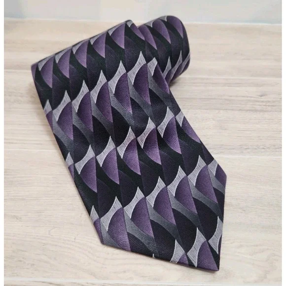 Towncraft Purple & Black Geometric Tie,‎ 4