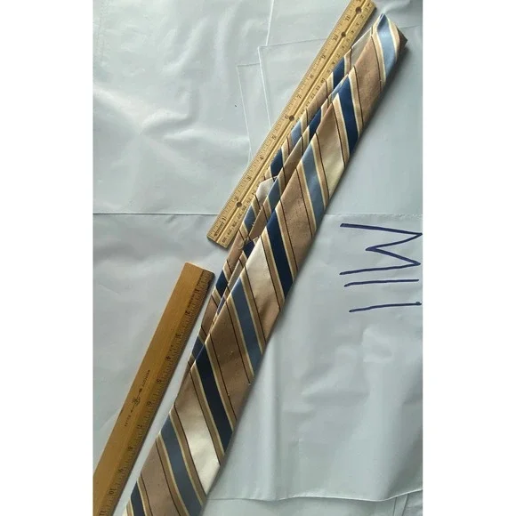 Striped Necktie Mens Silk‎ Blend Brown Blue Formal Business Accessory