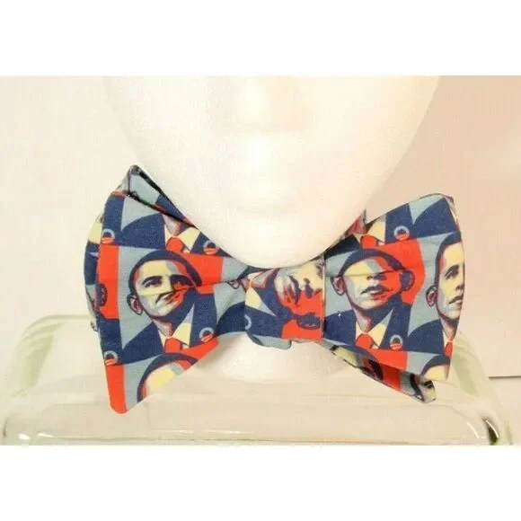 Democrat Barack Obama Bow Tie‎ Campaign Art Deco Hand Made Hook Loop Rare