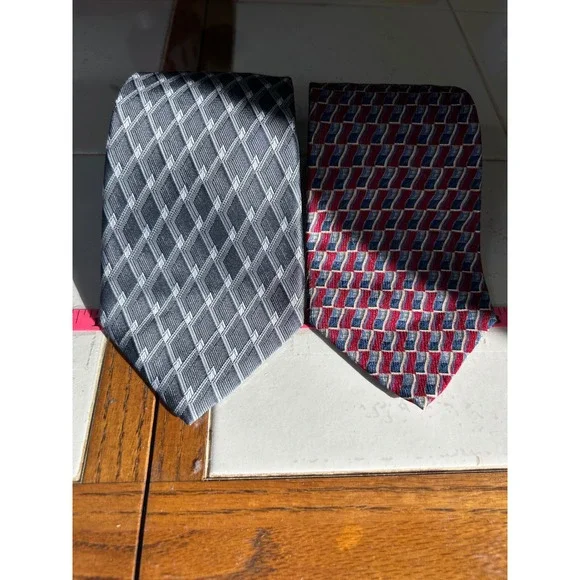 Van Heusen Mens Silk Ties 2 Pack Geometric Pattern Formal Dress‎ Necktie Set