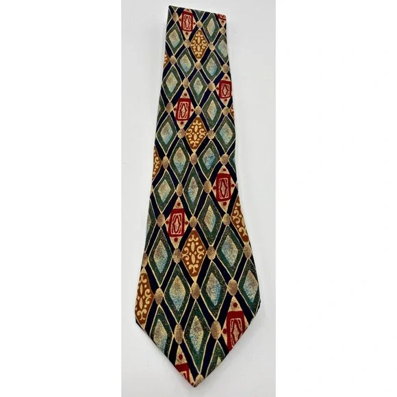 Alexander Julian Colours Tie Geometric pattern 100% Silk Excellent Condition