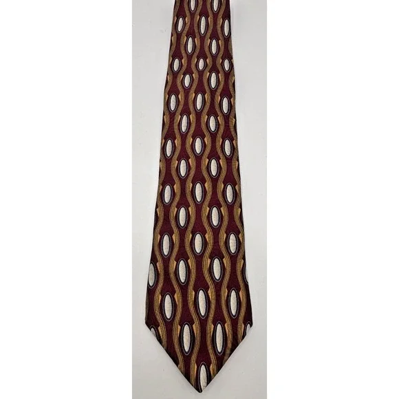 Vintage Bill Blass Black Label 100% Silk Abstract Oval Designer Necktie
