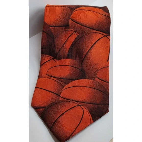 RM Sport Men's Necktie Tie Silk‎ Just Balls Basketball Made in USA
