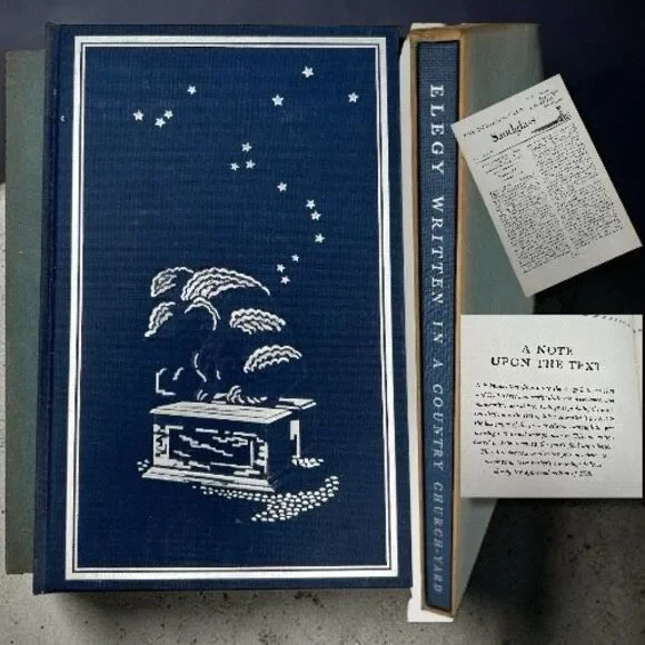 Heritage Press Elegy Written In A Country By Thomas Grays Hardcover Book Blue