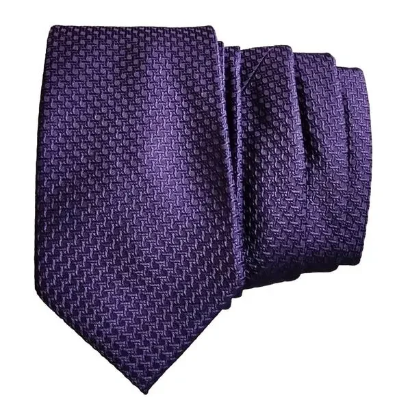 Jones New York Mens Purple Textured Geometric‎ Woven Polyester Classic Necktie