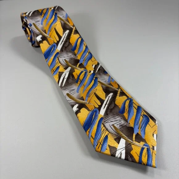J.‎ Garcia Men's Zoot Collection Fifty-Four Abstract Silk Tie Yellow Blue