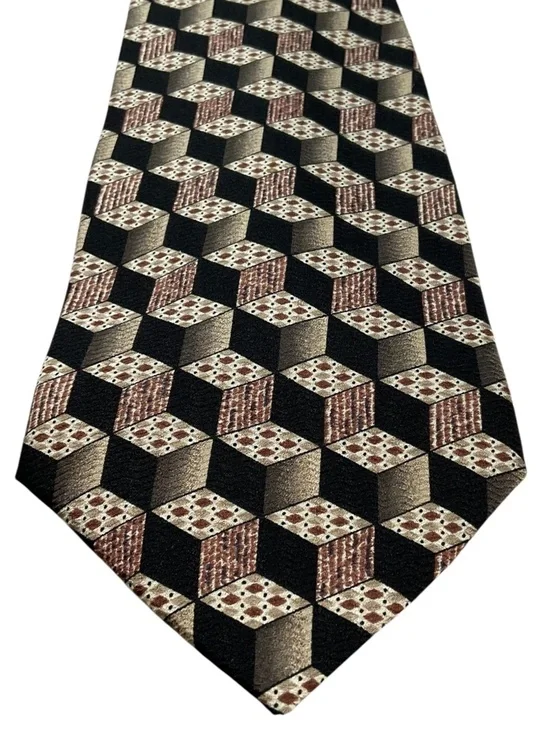 Original B.D. Baggies All Silk Tie Geometric Cube Pattern 57” x 4”