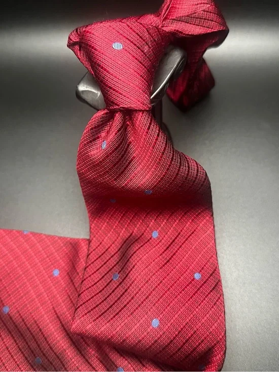 Hickey Freeman — Cranberry & Periwinkle Dot Silk Tie