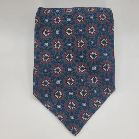 VTG Giorgio Armani Tie Blue Geometric Silk Necktie 90s Designer Abstract Italy‎