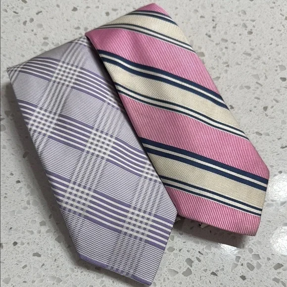 Robert Talbots Elegant Striped and Plaid Ties ‎ Silk Pink/Purple handmade USA