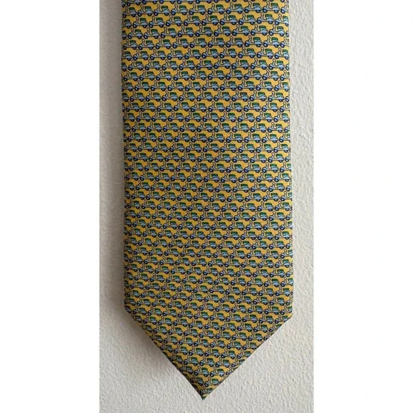 BROOKS BROTHERS 100%‎ Silk Yellow Scooter Print Men's Neck Tie EUC