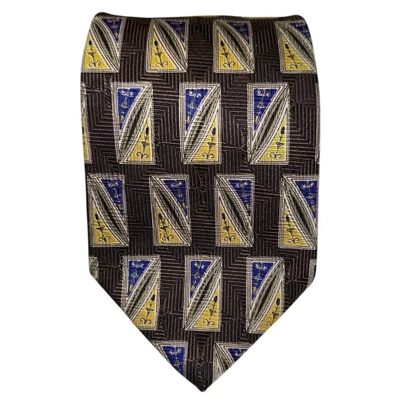Robert Talbott Best of Class Tie Italy Silk Geometric Dark Brown 58x3.75” USA