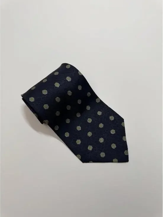 Giorgio‎ Armani Navy & Gold 100% Silk Wide Tie Made In Italy