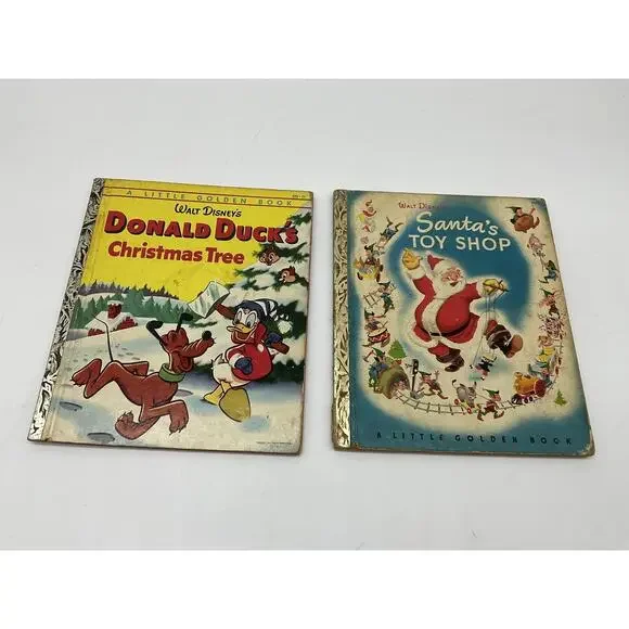 Vintage Little‎ Golden Books Lot Walt Disney Donald Duck's Santa's Toy Shop