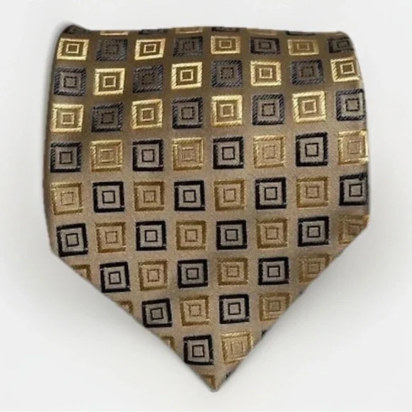 Valerio Garati 100% Silk Handmade Designer Gold‎ Tan Embroidered Business Casual