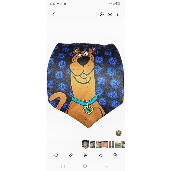 Scooby-Doo Mens Necktie Cartoon Network Warner Bros Blue Black‎ Polyester NWT