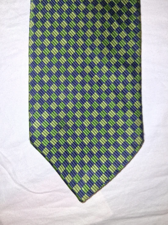 Classic Green and Navy Check Men's Tie