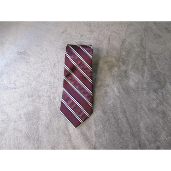 Stacy Adams‎ Mens Burgundy Navy Blue White Striped Microfiber Necktie 59x3.5