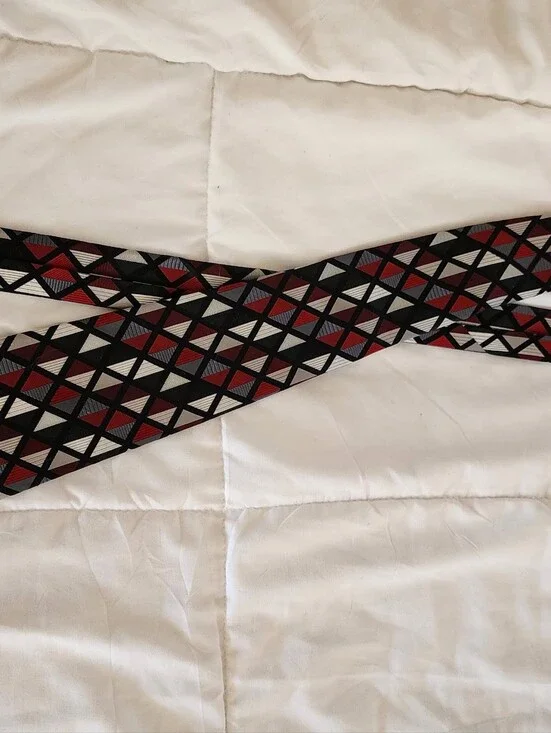 Geoffrey Beene Geometric Diamond Tie in Red, Black & Gray