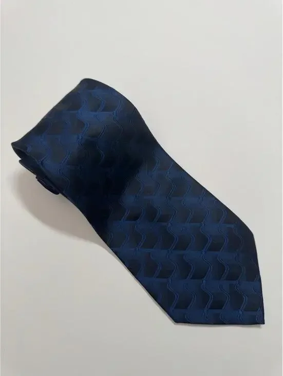 Croft & Borrow 100%‎ Silk Wide Tie Black & Blue