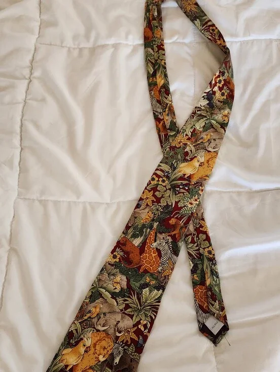 Van Heusen Multicolor Safari Animal Print Silk Tie