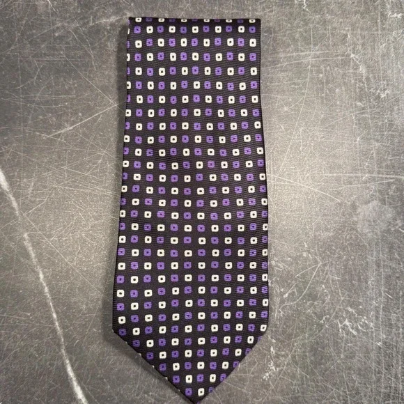 Mens‎ Tie | Lauren Ralph Lauren | Purple White Geometric Square Silk Black 2026