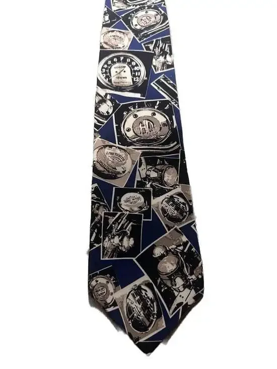 Vintage Harley-Davidson Motorcycle Parts and Gauges Graphic Print Necktie