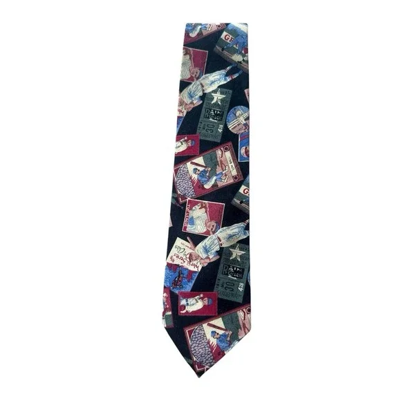 Vintage Tango by Max Raab Baseball Theme Tie 100% Cotton Made in USA