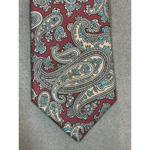 Envoy Tie Burgundy Teal 100% Silk Necktie 56