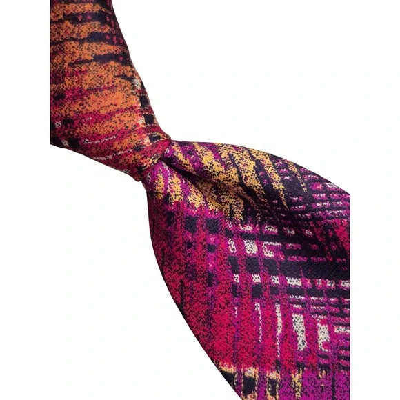 Missoni Cravatte Silk Tie Mens Abstract Geometric Magenta Orange Navyvint Spain