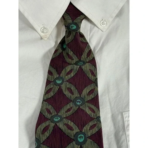 Bill Blass Men's Neck Tie Vintage 100% Silk Geometric‎ Flower Design Costa Rica