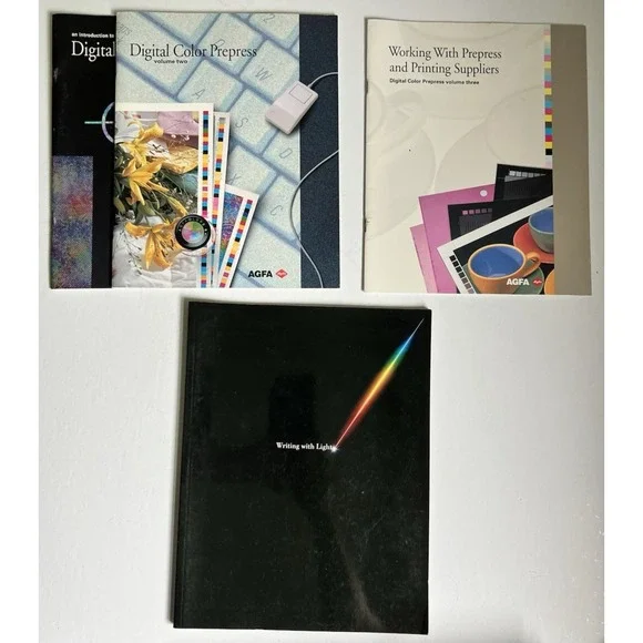 Vintage Agfa Books 3 Digital Color Prepress + 1990 marketing brochure, English‎