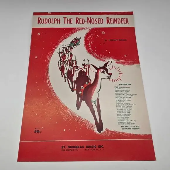 Vintage Rudolph the Red-Nosed Reindeer Sheet Music Johnny Marks Christmas
