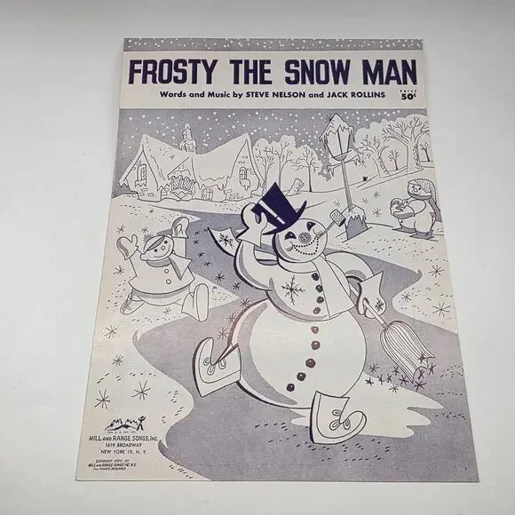 Vintage Frosty the Snow Man Sheet Music Steve Nelson Jack Rollins 1950