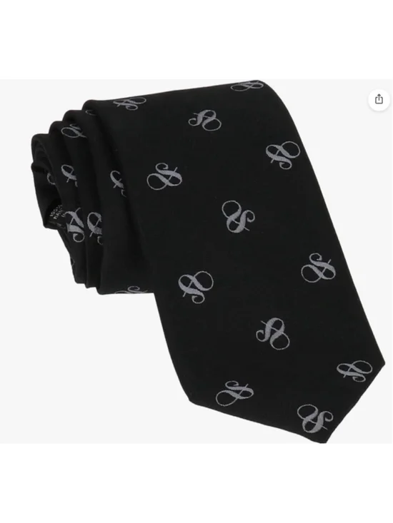 Scotch & Soda Men's Repeating Logo Tie Black and Gray NWT