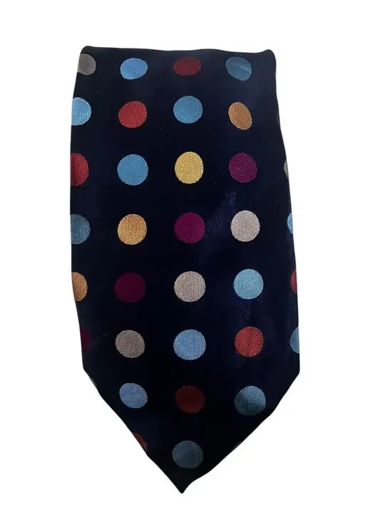 Paul Fredrick Men’s Tie colorful dot 100% silk made in Italy.