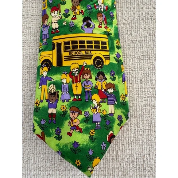 Fratello Hand Made Neck Tie Back to School Bus Driver Teacher Children Novelty